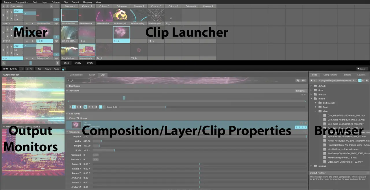 Resolume Avenue 4 Interface Screenshot